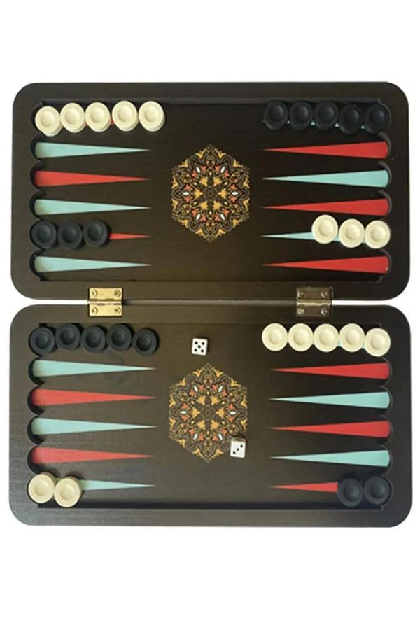 simagift-Mini Size Vector Patterned Wooden Backgammon Set 1