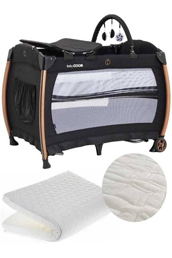 babydoor 2050 Sleepy Oyun Parkı 70x110 Cm Bebek Beşik Yatak Hediyeli Siyah