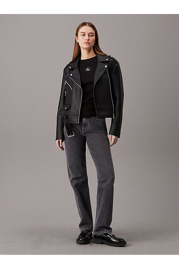 Calvin Klein Faux Leather Biker Jacket Trendyol