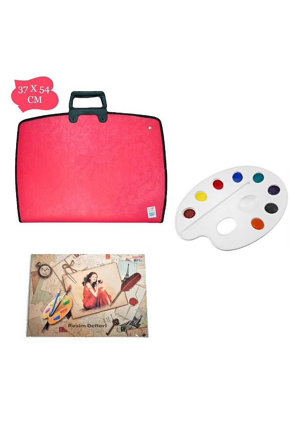 Abka Pro Art Student Painting Bag Set Red 37x54 Project Bag 35x50 Painting Book Palette Trendyol