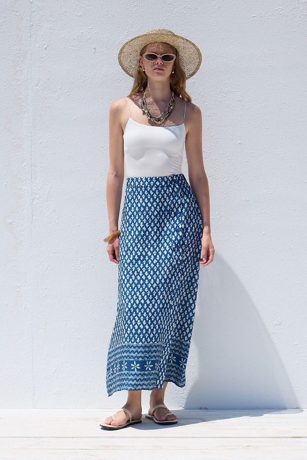 Manuka-Simone Patterned Viscose Wrap Skirt 1