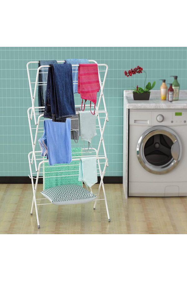 DubaiGallery 3 Tier Clothes Drying Stand Foldable Clothes Rack for Air Drying Clothing Sturdy Durable Clothes Trendyol