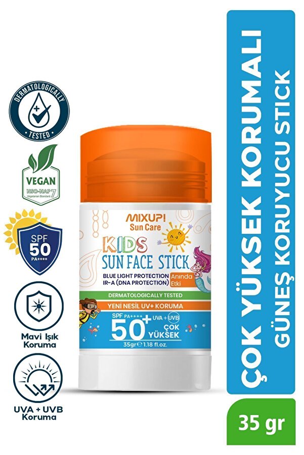 Mixup Mineral Filtreli Mavi Işık Korumalı Spf 50 Çocuk Güneş Koruyucu Stick Uva/uvb Aloe Vera 35 gr