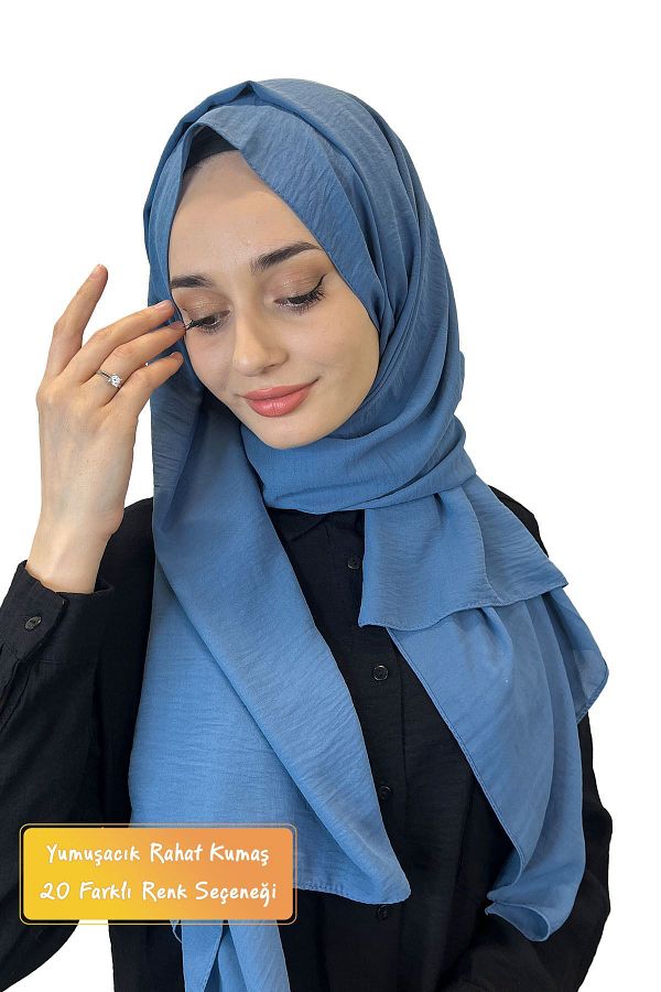 Eflatun-Indigo Cazz Shawl - Comfortable, Non-Wrinkle, Solid Posture, Soft 01000 1