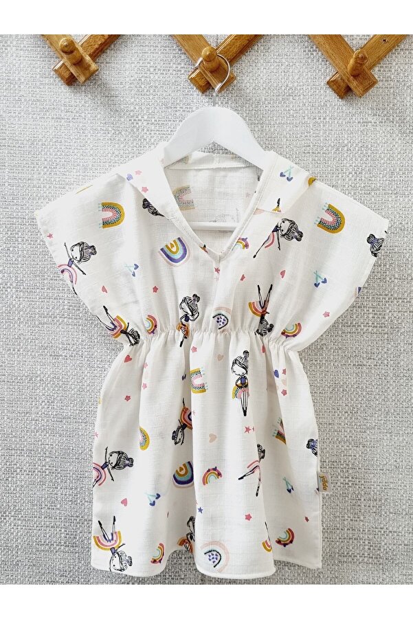 Yada Baby %100 Pamuktan Müslin Kapüşonlu Çocuk & Bebek Panço Bornoz