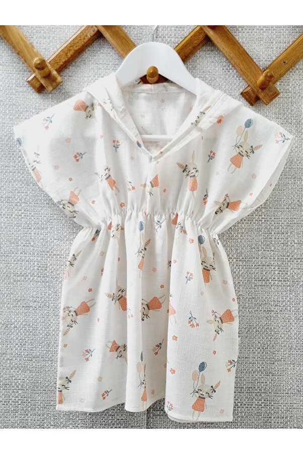 Yada Baby %100 Pamuktan Müslin Kapüşonlu Çocuk & Bebek Panço Bornoz