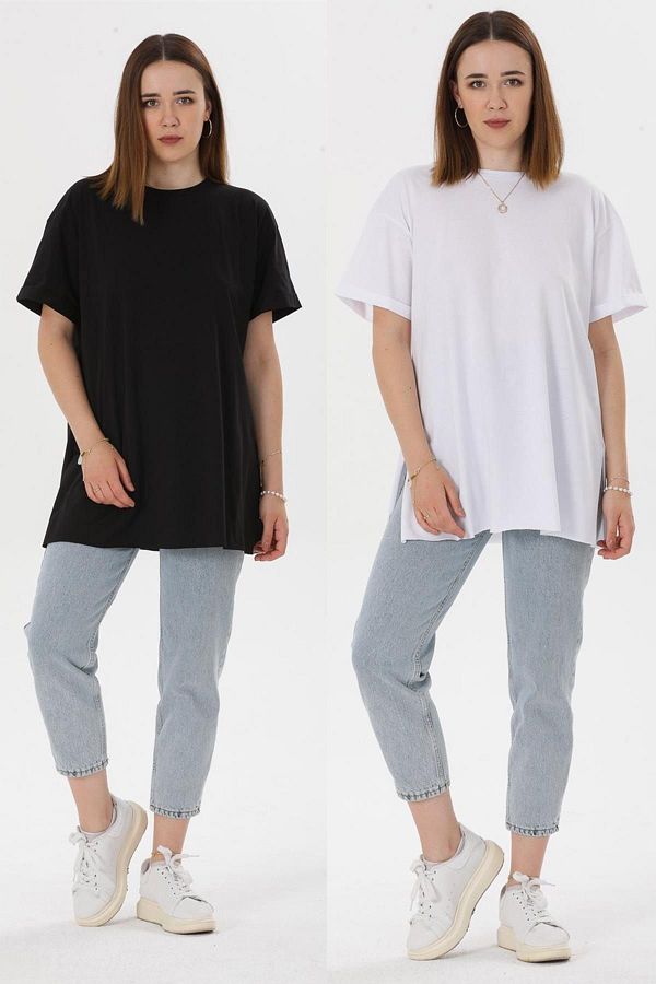 ESPİNA-Set de 2 tricouri lungi alb-negru 1
