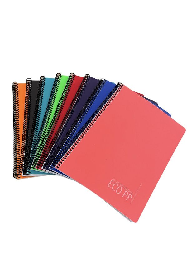 Gıpta-A4 40 Sheets Eco pp Sipralli Pp Cover Notebook - (4 Plaids + 4 Lines) Pack of 8 1