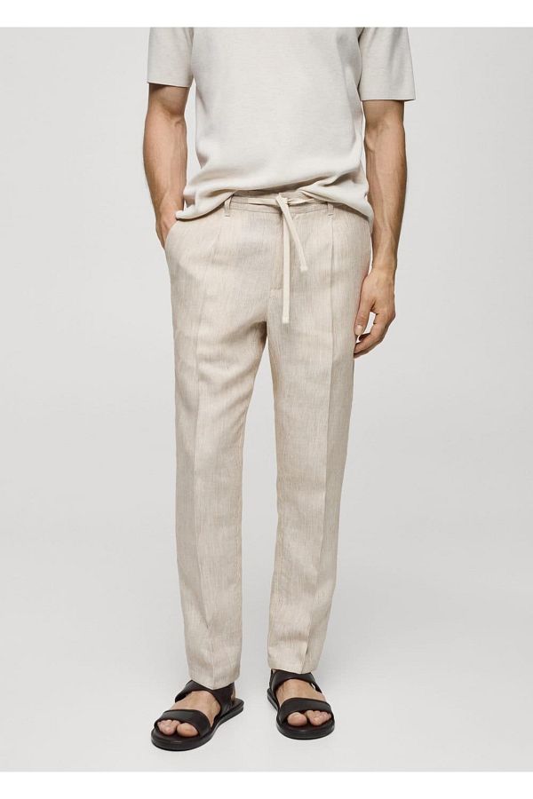 MANGO Man-Pruhované kalhoty Slim Fit ze 100% lnu 1