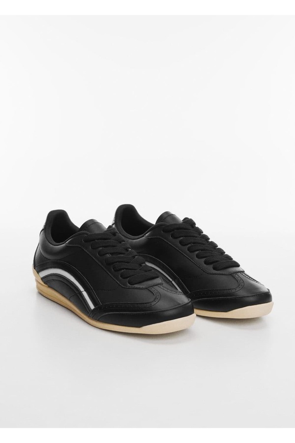 MANGO Woman-Lace-up leather sneakers 1