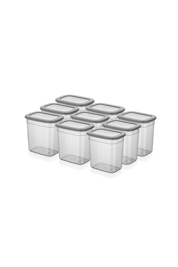 Vienev-Set of 9 Long Rectangular Storage Container with Poly Transparent Lid 2 Liters 1