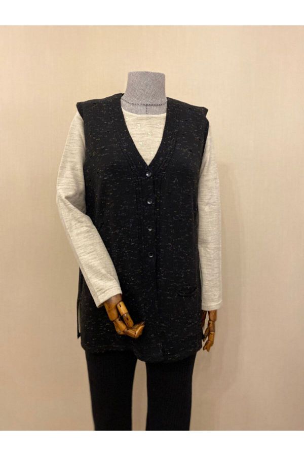 TEK-Knitwear Mother Vest / Melted Black 1