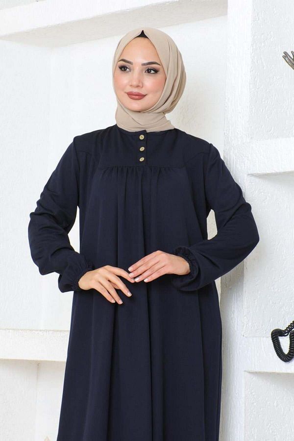 MG Navy Blue Robe Hijab Sports Dress Trendyol