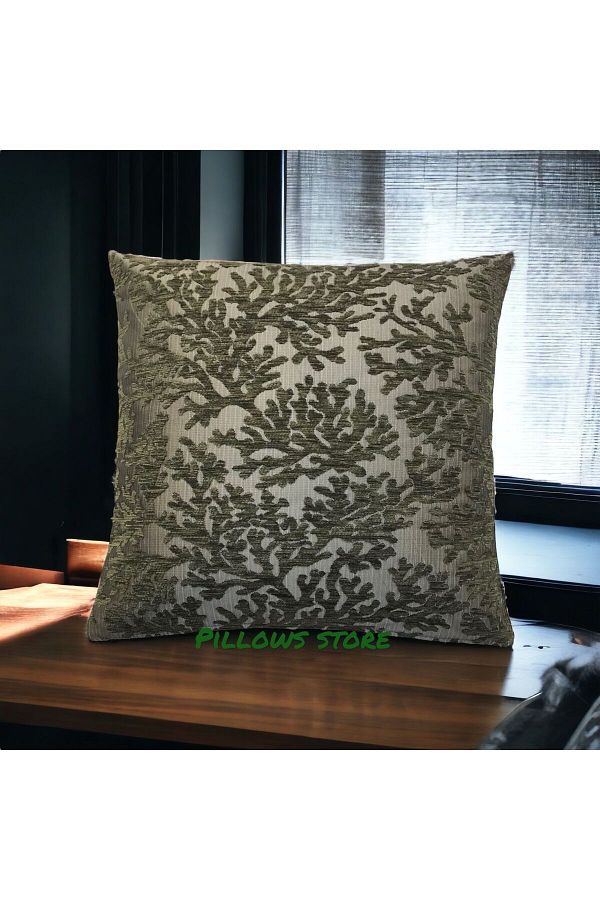 P LLOWS STORE Coral Patterned Dark Green Throw Pillow Cover Set 45cm 45cm 2 Pieces Trendyol