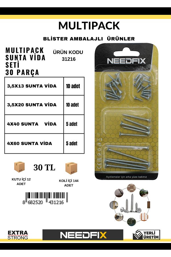 NEEDFIX-Needfix Multipack - Chipboard Screw Set 1