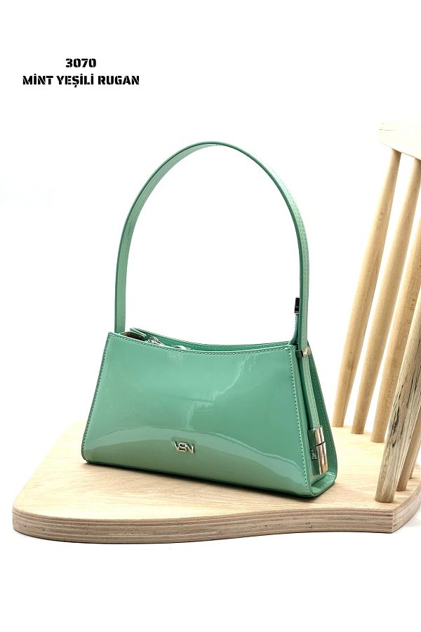 Mint green baguette bag on sale