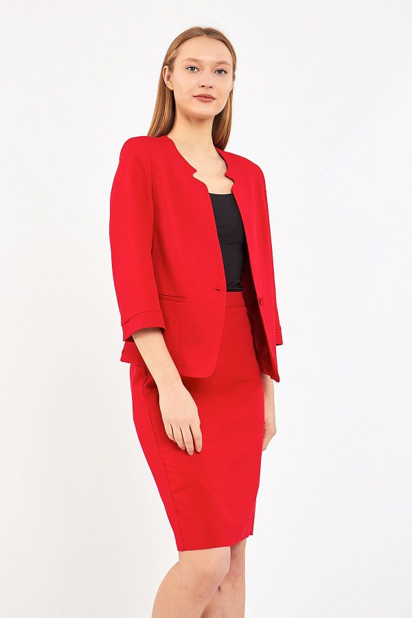 Volanl Half Sleeve Jacket Skirt Suit Trendyol
