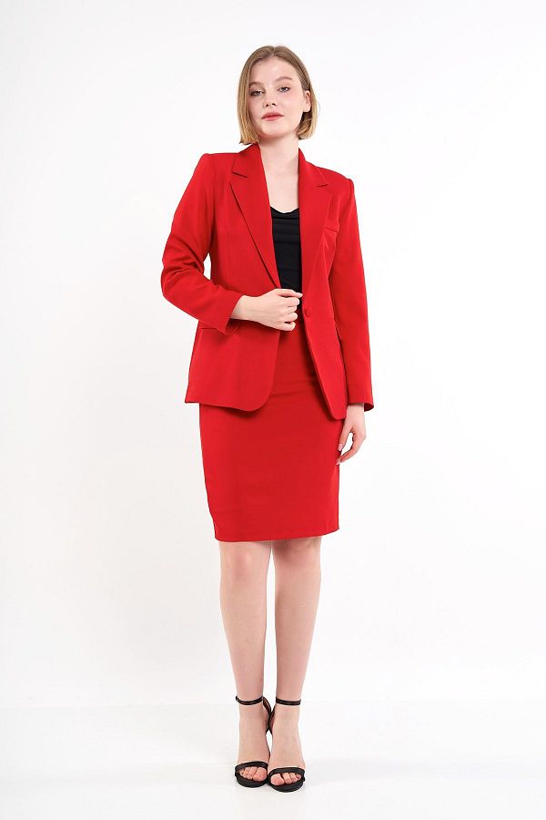 Red jacket and skirt set sales