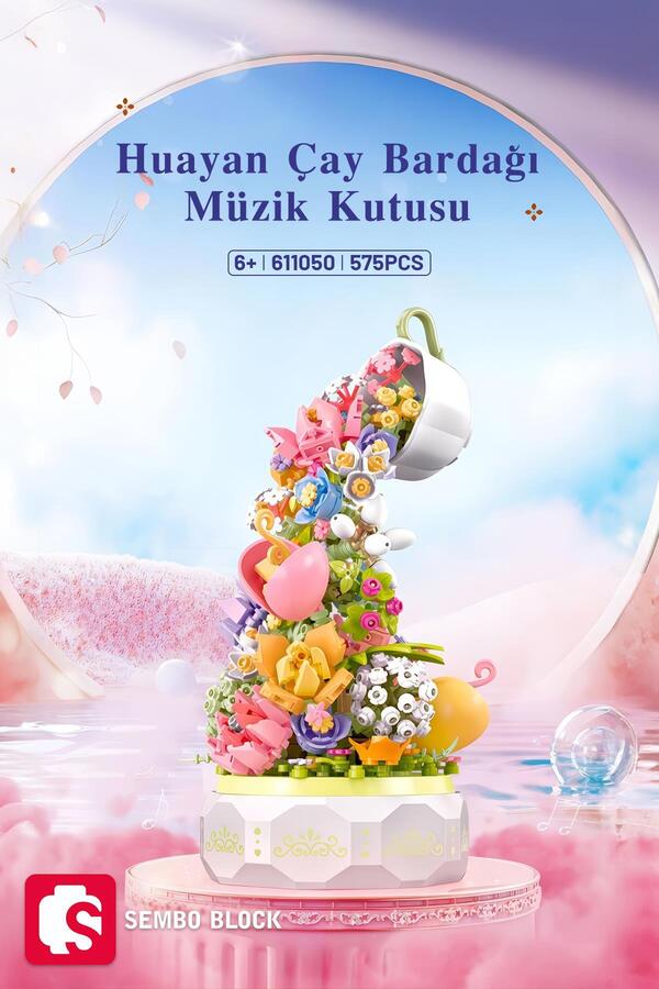 Sembo Block Huayan Cayı Muzikli Florist seti 575 Parça yapı blokları Yapı Oyuncakile uyumlu (611050)