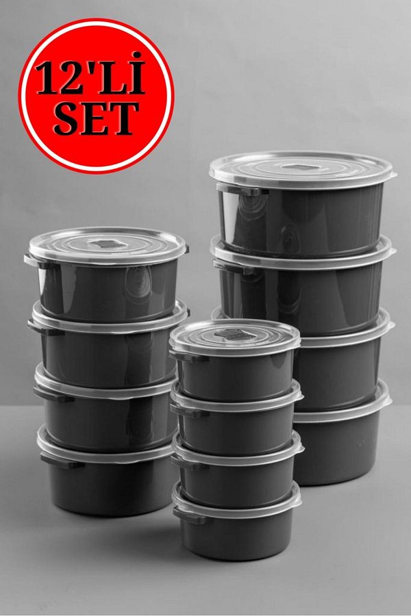 Nesto Home-12-Piece Microwave and Deep Freezer Usable Click Lid Storage Container Set Round 1