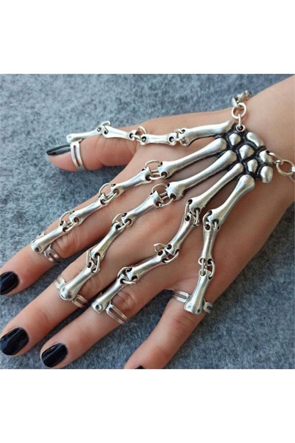 DeepWater Metal Skeleton Five Piece Ring with Hand Bracelet Trendyol