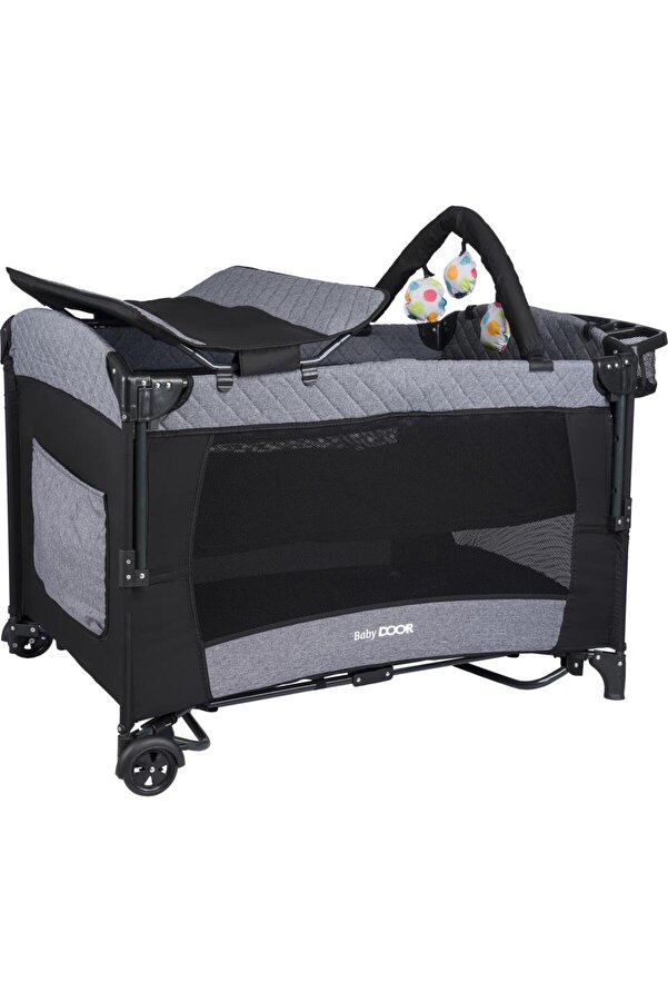 babydoor Mia Comfort Anne Yanı Park Yatak Oyun Parkı 70x110 +yatak Gri