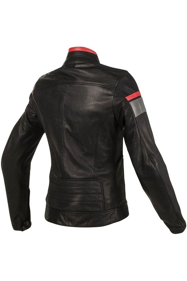 Dainese Blackjack Black Gray Red Women s Leather Coat Trendyol