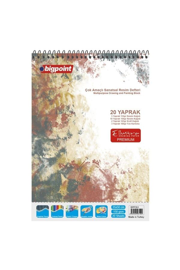 Bigpoint-35x50cm Multi-Purpose Art Painting Notebook - 20 Sheets 1