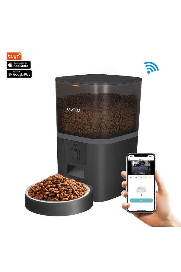OVIOO-QQ005 6lt - Stainless Bowl Cat and Dog Feeder with Camera and Wifi Connection 1
