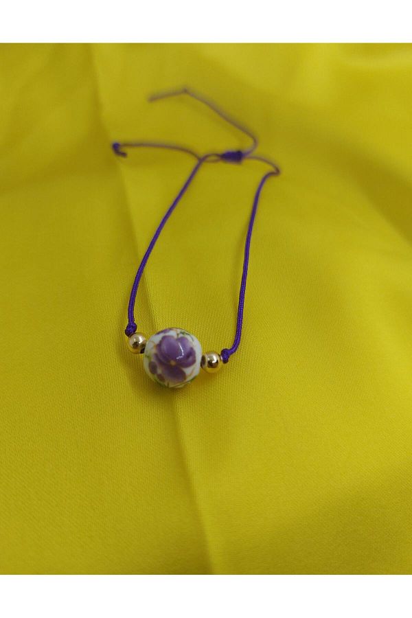 Demeter-Glass Macrame Rose Motif Bracelet 1
