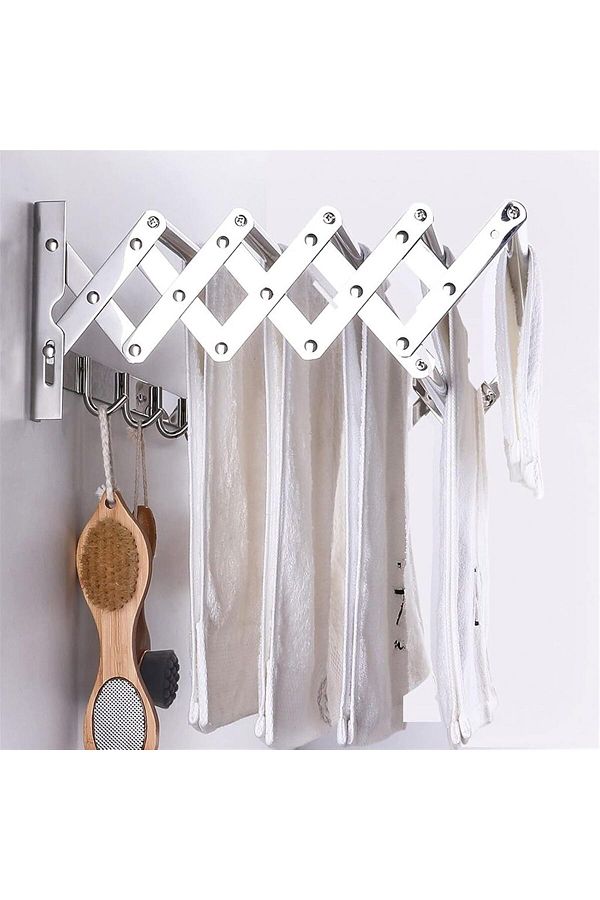 DubaiGallery Wall Mounted Folding Clothes Hanger Space Saver Airer Indoor Outdoor Adjustable Clothes Drying Rack Trendyol