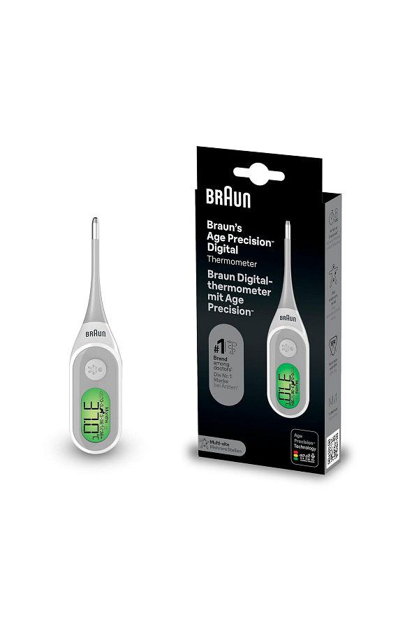 Braun-Thermometer Digital Stick Fa, 8sec reading, Color Coded, Flexible tip, Memory PRT2000 1
