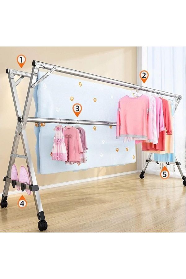 DubaiGallery Clothes Drying Rack Folding Indoor Laundry Drying Rack Outside Clothes Towels Rolling Drying Rack Trendyol