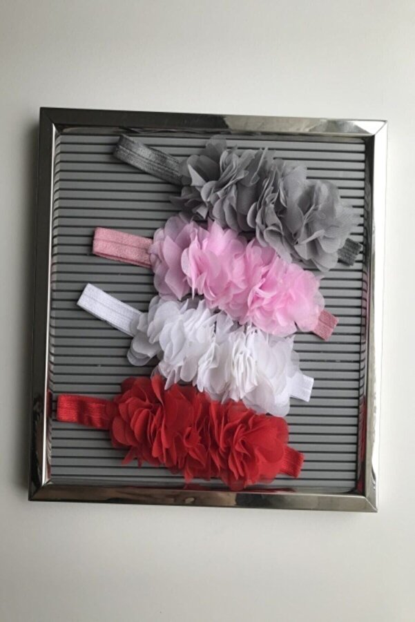 cici bandana Kız Bebek Çiçekli Bant Set 4'lü