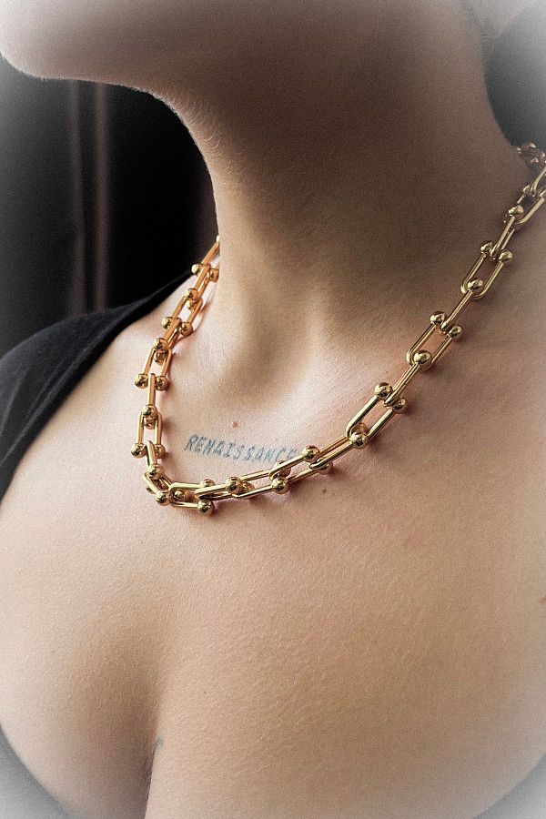 roshel Guaranteed Tiffany Steel Necklace 45 60 cm Tarnish Free Gold gold silver color Trendyol