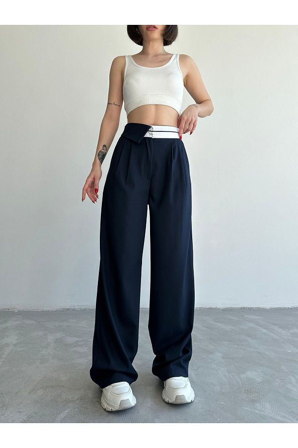 Navy and white palazzo pants new arrivals