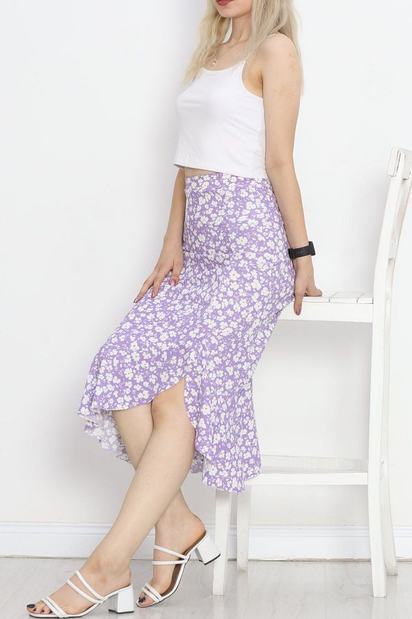 Lilac floral midi skirt sales