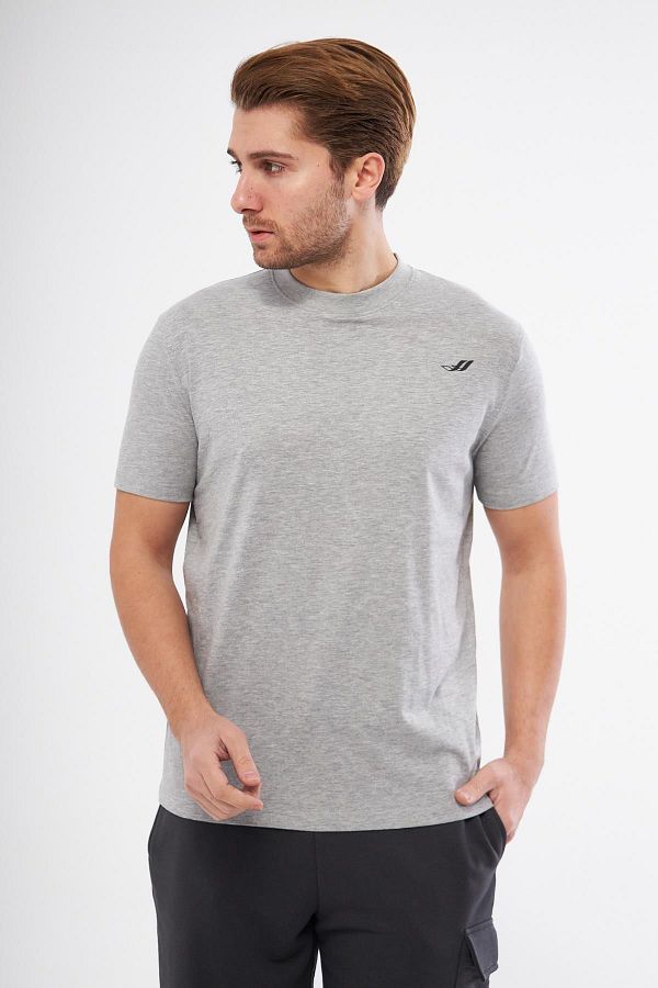 ESPİNA-Tricou de bază din bumbac imprimat cu logo și gât pentru bărbați 1