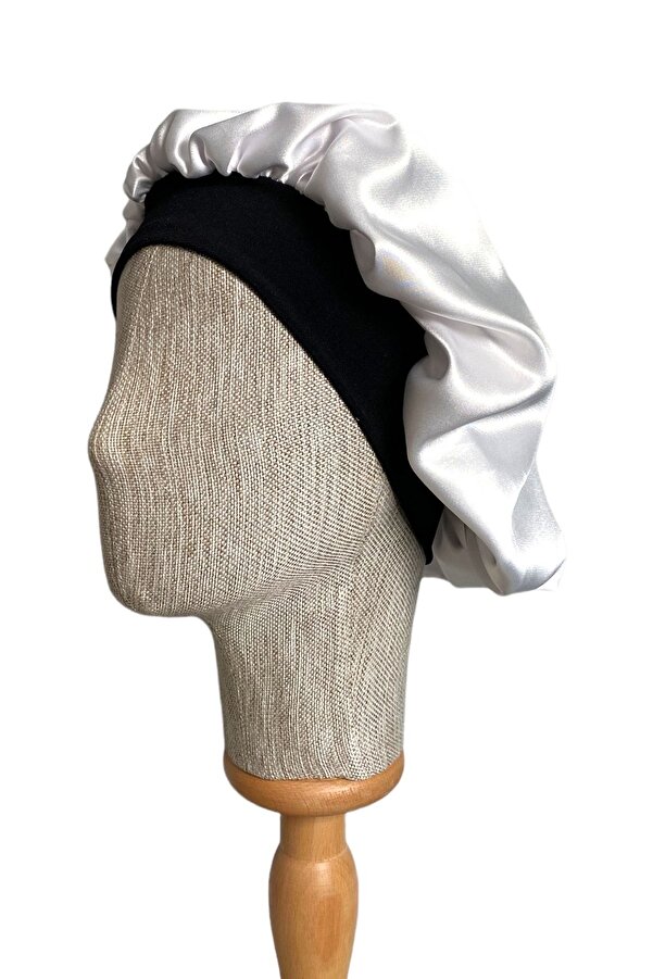pistore White Ecru Satin Bonnet for Curly Hair- Trendyol