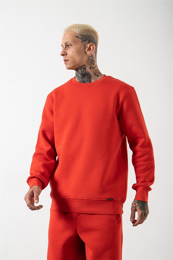 Machinist Men s Crew Neck Basic Regular Light Red Sweatshirt Trendyol