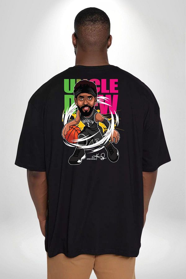 DEST GO Kyrie Irving NBA Star Large Size Black T Shirt Unisex Back Printed Trendyol