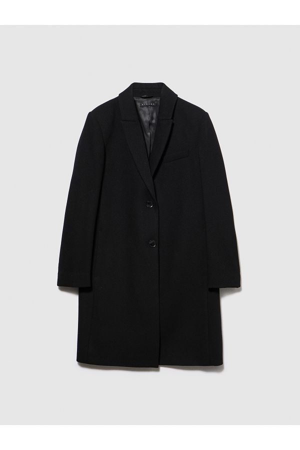 Sisley Women s Black Wool Blended Coat Lined Trendyol