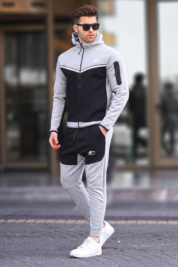 Grey tracksuit set mens on sale