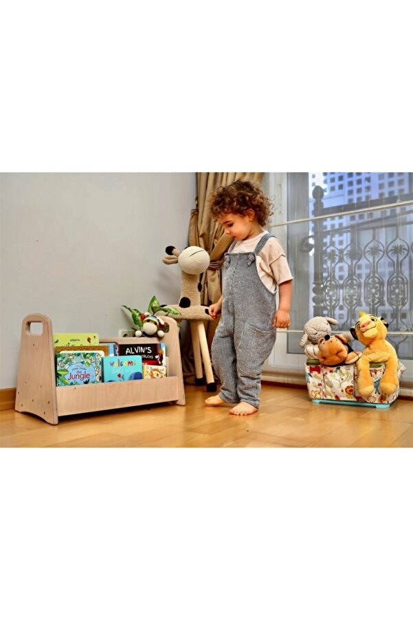 KIDOPPO Montessori Kitaplık | orta Boy Ahşap Pikler Kitaplık | Çocuk Için Taşınabilir Kitaplık