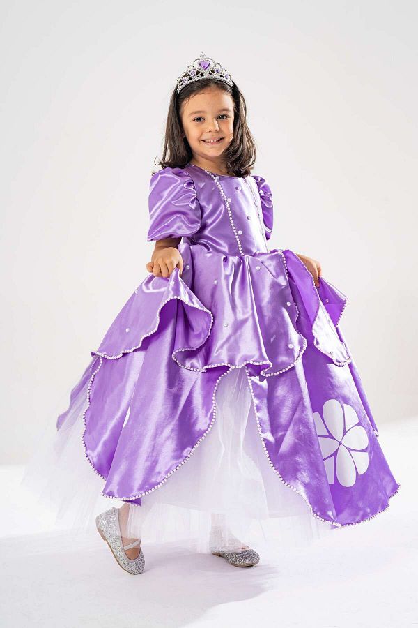 YA MUR KOStutuM Sofia Princess Themed Lilac Girl s Birthday and Party Dress with Crown Gift Trendyol