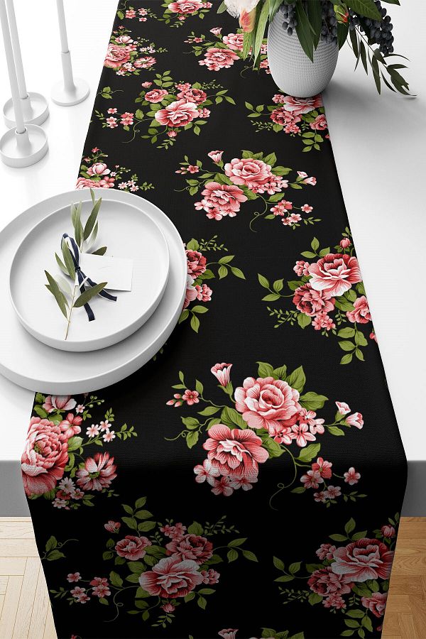 on the clouds-Rose Patterned Non-Stable Fabric - Living Room and Kitchen Table Runner, Different Ranir Models 1