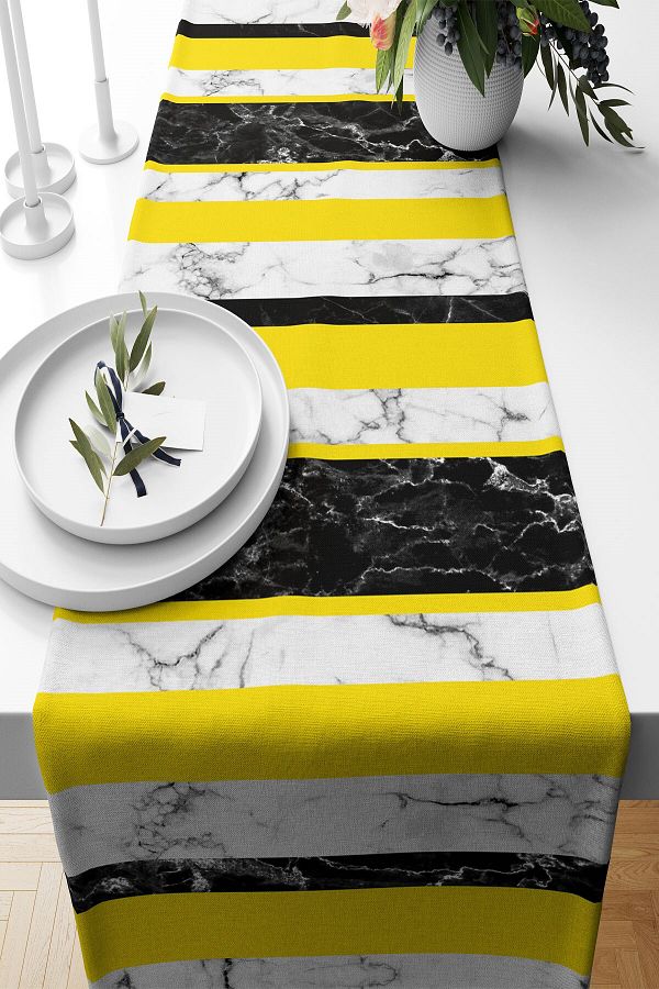 on the clouds-Marble Patterned Stain Runner - Non-Repellent Fabric, Living Room Kitchen Table, Different Ranir Models 1