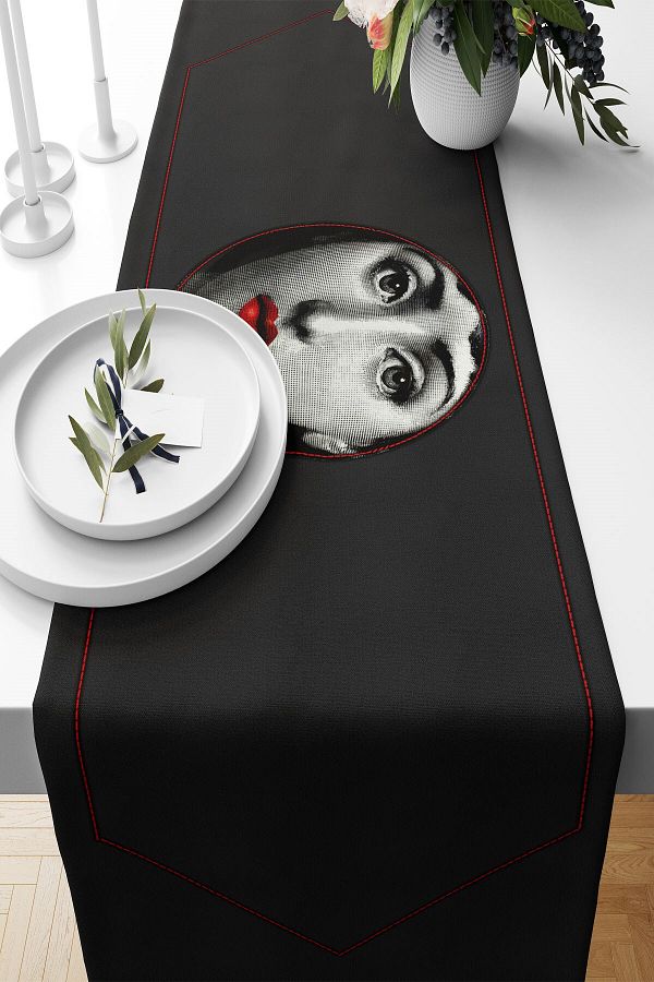 on the clouds-Fornasetti Patterned Runner - Stain Resistant Fabric, Living Room and Kitchen Table, Different Ranir Models 1