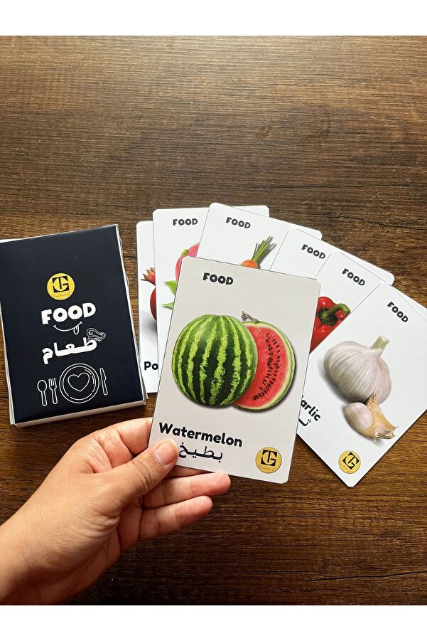 Teacherg game İngilizce/Arapça ilk sözcük kartlar (flash cards) YİYECEK (30 kart)