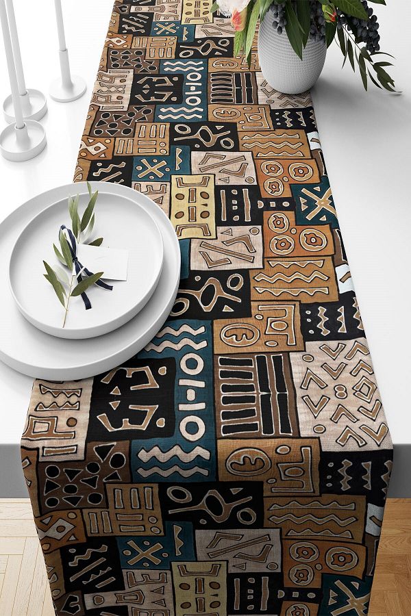 on the clouds-Stain Resistant Abstract Patterned Fabric - Living Room and Kitchen Table Different Ranir Models Runner 1